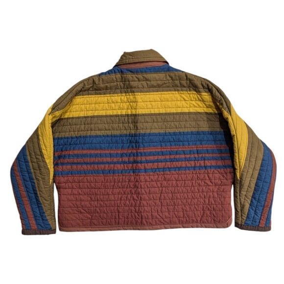 Unique Retro Colorful Striped Quilted Oversized Short Jacket Snap Women's M/L - Picture 6 of 8